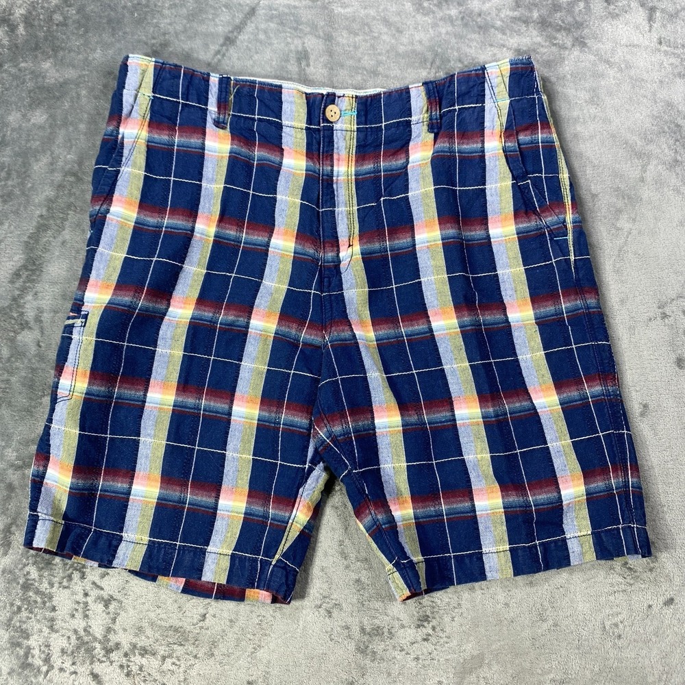 Tommy Bahama Relax Shorts Plaid Seersucker Mens 35 Linen Cotton Beach Coastal